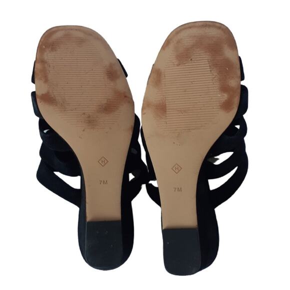 Halogen Annabelle Suede Slide Wedge Sandals Black Slip On Casual Open Toe - Picture 9 of 10